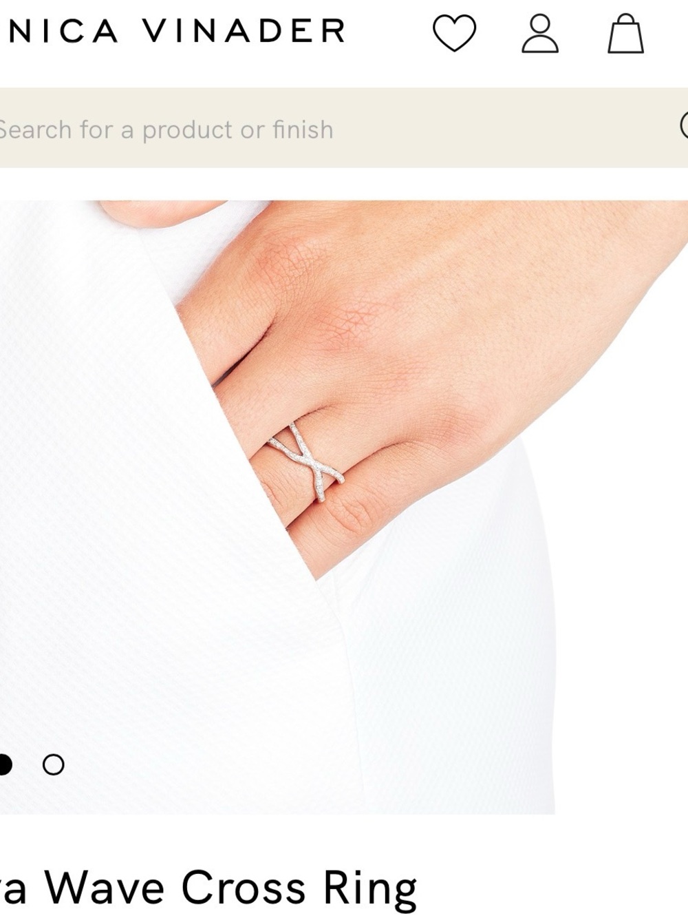 Monica Vinader Riva Wave Cross Ring - 18K Rose Gold Vermeil & Diamond Sz 9 - Picture 6 of 7